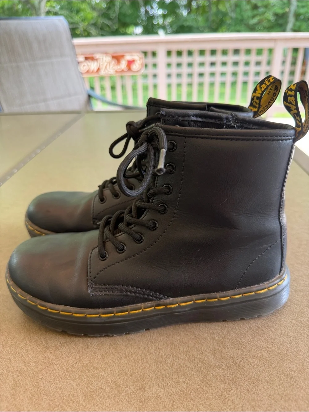 Dr. Martens Zavala J Black Combat Boots Youth US 3 EU 34 Side Zip Lace Up